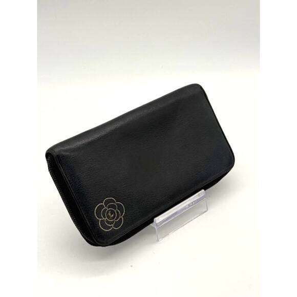 Chanel Bifold Long Wallet*Camellia Embossed in Gold*CC interlocking*Awesome - Picture 3 of 16